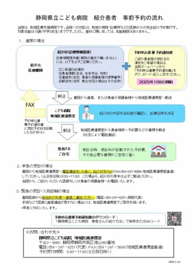 静岡県立こども病院 患者紹介 事前予約の流れ