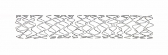 ステント：金属製のコイルもしくは網目状のものを血管の内側から支えとして冠動脈に留置します（© 2019 Medtronic  All rights reserved.）。