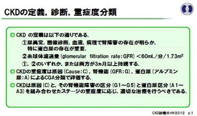 （図1）CKDの定義、診断、重症度分類