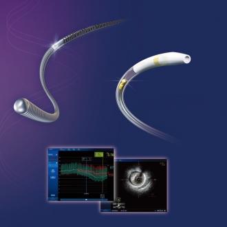 FFRワイヤー(左)とIVUS(血管内超音波)(右)(© 2019 Boston Scientific Corporation. All rights reserved.)